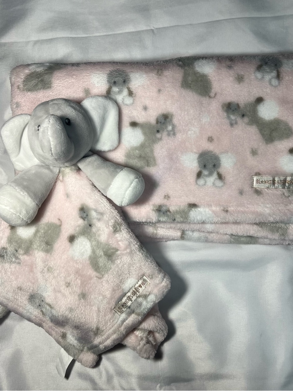 Blankets‎ & Beyond Gray & Pink Elephant Lovey & Matching Fleece Baby Blanket